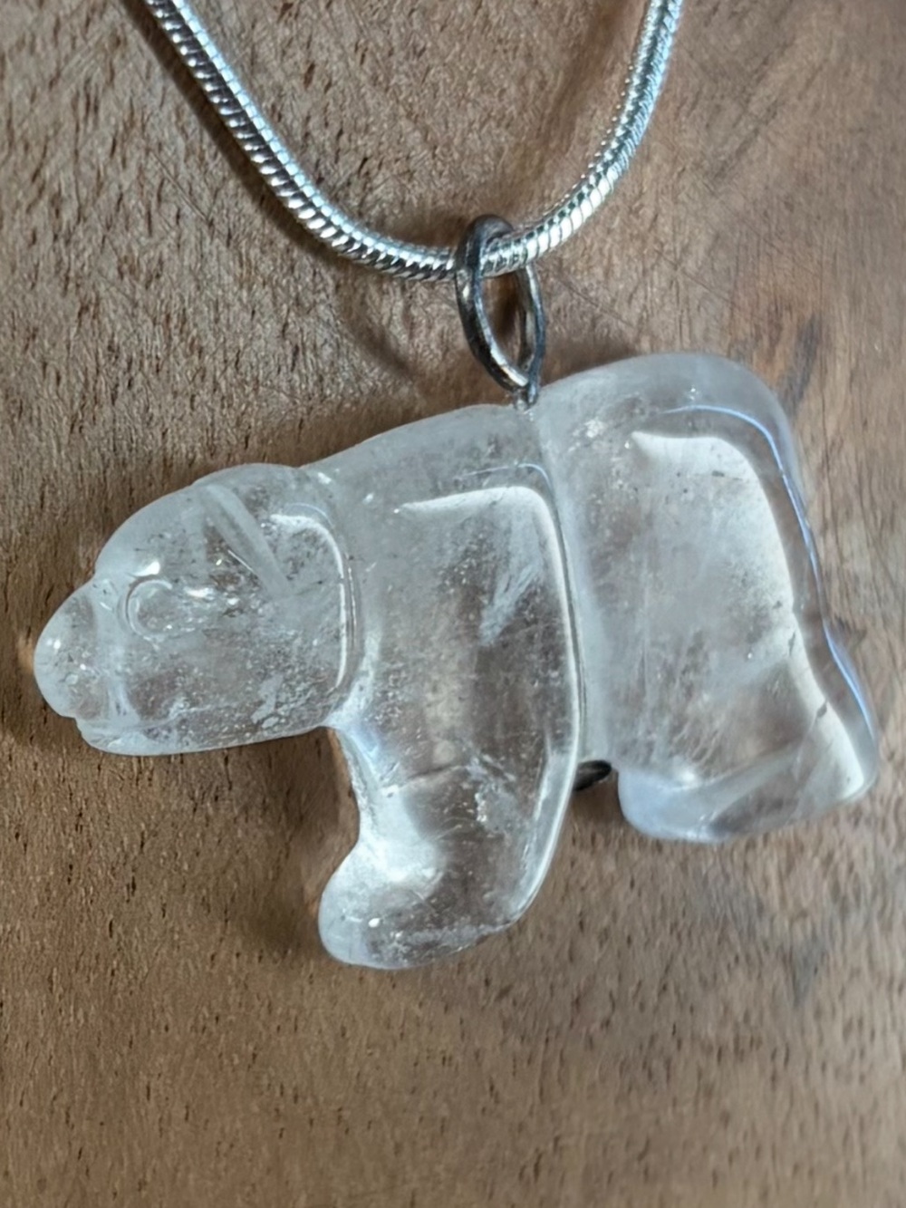 Clear Crystal Bear Pendant Necklace - Women's Jewelry